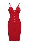katherine satin bodycon corset mini dress in red