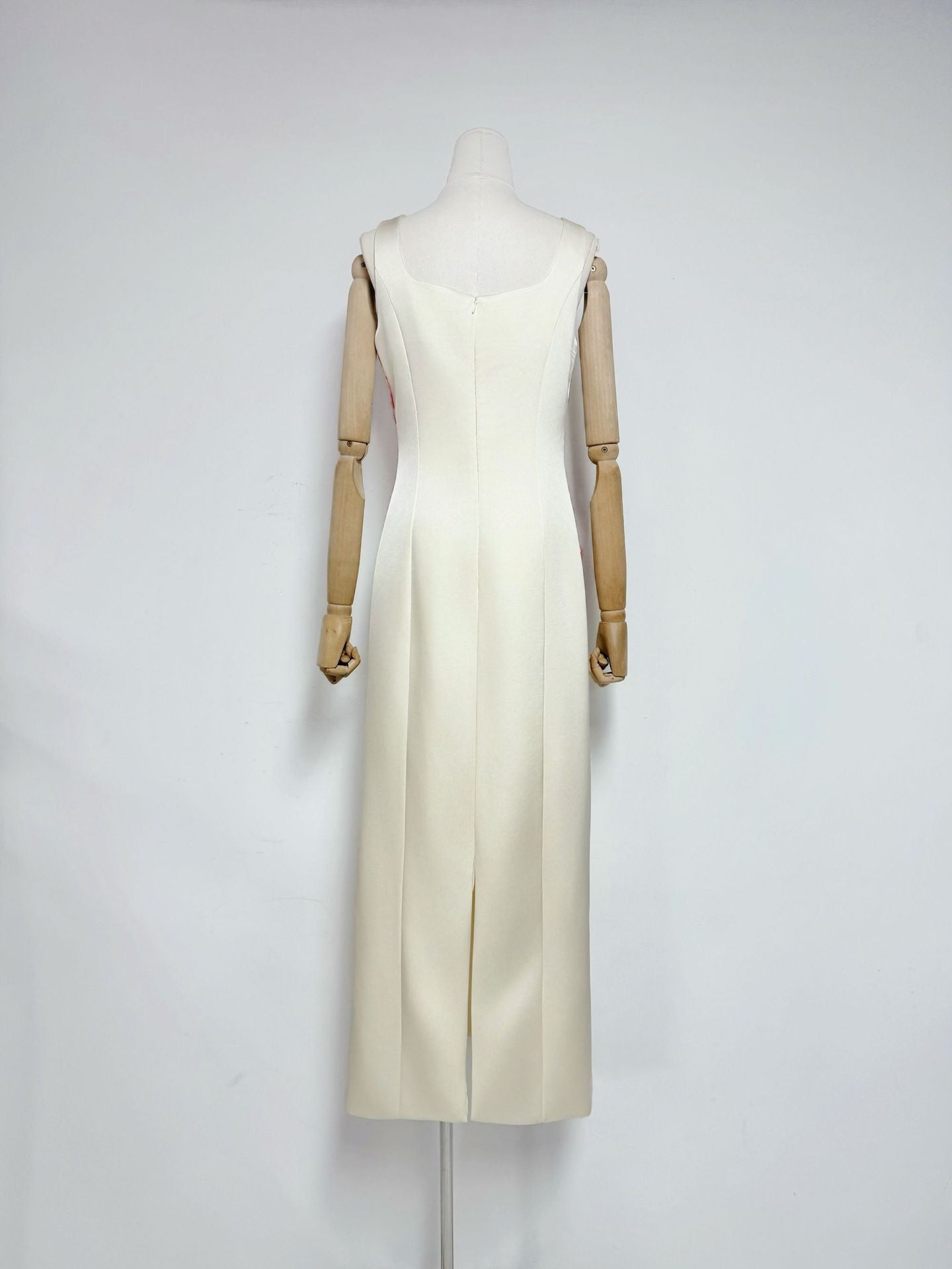 nicola square neck flower embroidery satin maxi dress in apricot