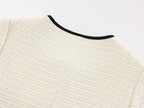 Flowering Girl Women white knitted short-sleeved button-down mini dress