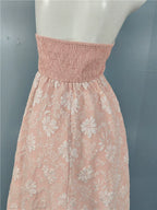 Pink Fairy Jacquard Halterneck Open Back Big Swing Midi Dress