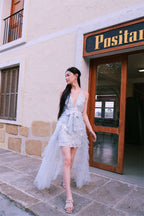 Vivi Light Blue Sleeveless Chiffon Banquet Dress