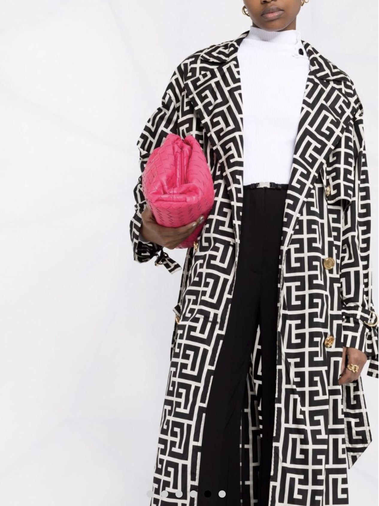 Flowering Girl Women black monogrammed trench coat