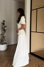 Flowering Girl Women white short-sleeved long skirt suit