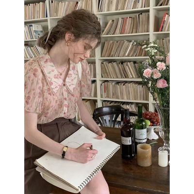 Flowering Girl Women floral embroidery hollowed-out patchwork shirt
