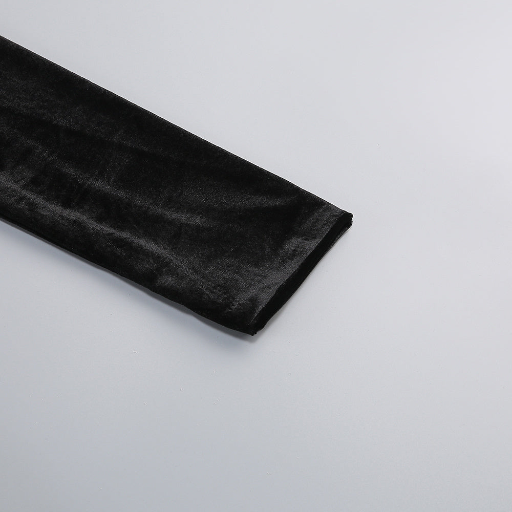 victoria Bow Cascade Velvet Maxi Dress in black