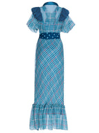 Blue Print Plaid Midi Dress