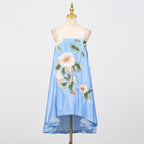 Edwina Applique Floral Embroidered Mini Dress In Blue