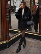 Flowering Girl Women Lily Faux Fur Fur Jacket Mid-length Warm Coat