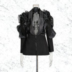 ashley Ruffle embellished Blazer in black