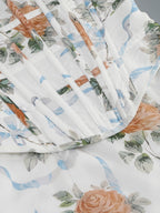 Flowering Girl Women Phoenix White Floral Print Fitted Corset Maxi Dress