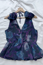 Flowering Girl Women Floral Print Chiffon Ruffle Top