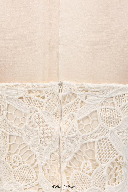 Lace hollow Sleeveless Mini Dress in yellow