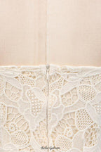 Lace hollow Sleeveless Mini Dress in yellow