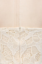 Flowering Girl Women Lace Hollow Sleeveless Mini Dress In Yellow