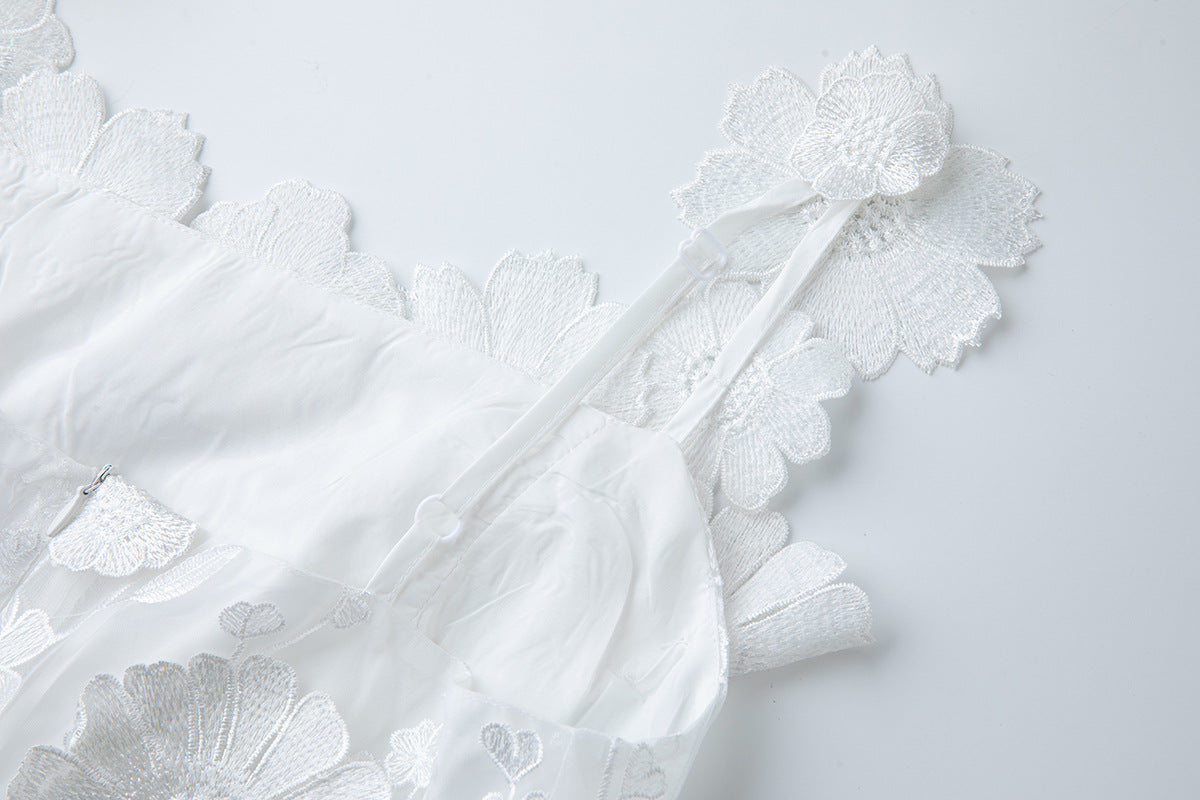 Flowering Girl Women georgia 3d Floral Lace mini Dress in white