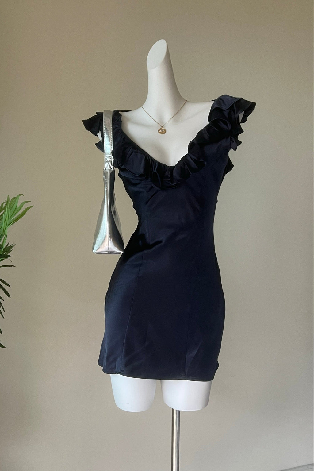 Flowering Girl Women Butacup Frill Mini Dress In Navy