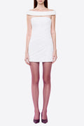 Flowering Girl Women lola white Off-shoulder asymmetrical-draped mini dress