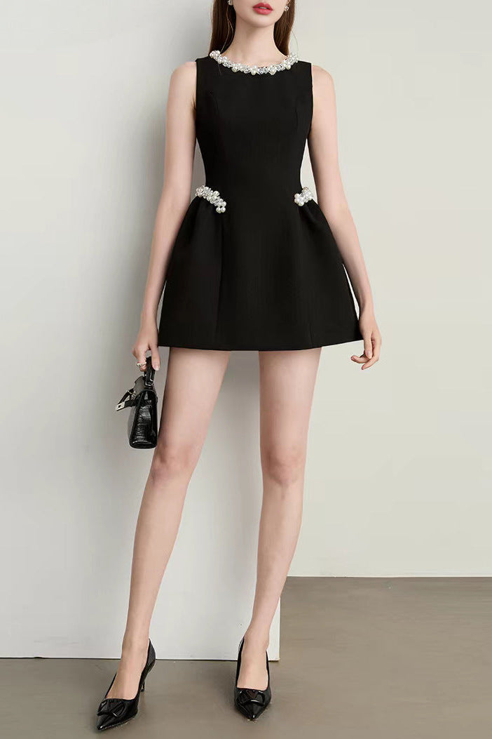Flowering Girl Women Alani Pearl Embellished Sleeveless Mini Dress - Black