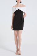 Sandra Off-Shoulder 3d Flower Mini Dress In Black