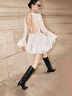 Flowering Girl Women Bblythe Tulle Lace Backless Mini Dress In White