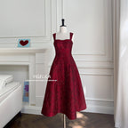 Burgundy Jacquard Camisole Midi Dress