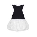 Flowering Girl Women Butterfly Embroidered Bodice Puffball mini Dress in black