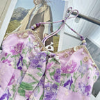 Flowering Girl Women Halter Spaghetti Strap Bow Front Floral Embroidery Midi Dress