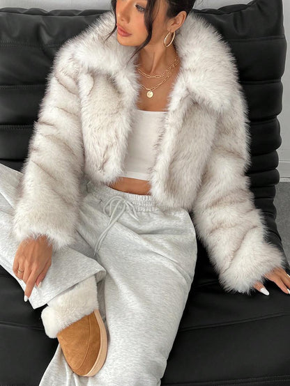 imitation fox fur long sleeve short jackets