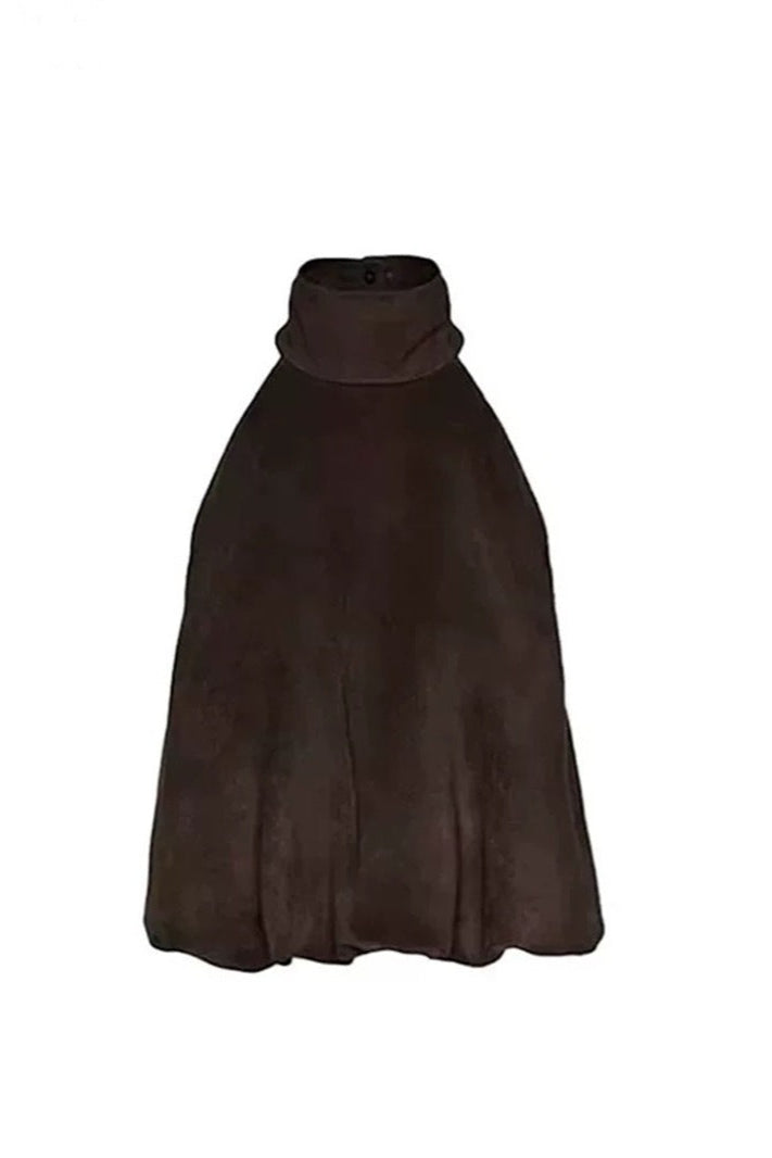 Suede Halter Top In Brown