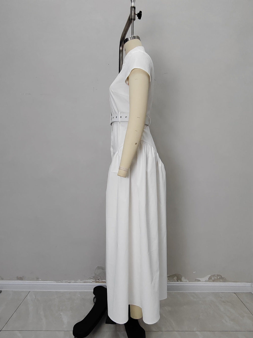 Flowering Girl Women Cap Sleeve Belted Shirt Maxi Dress