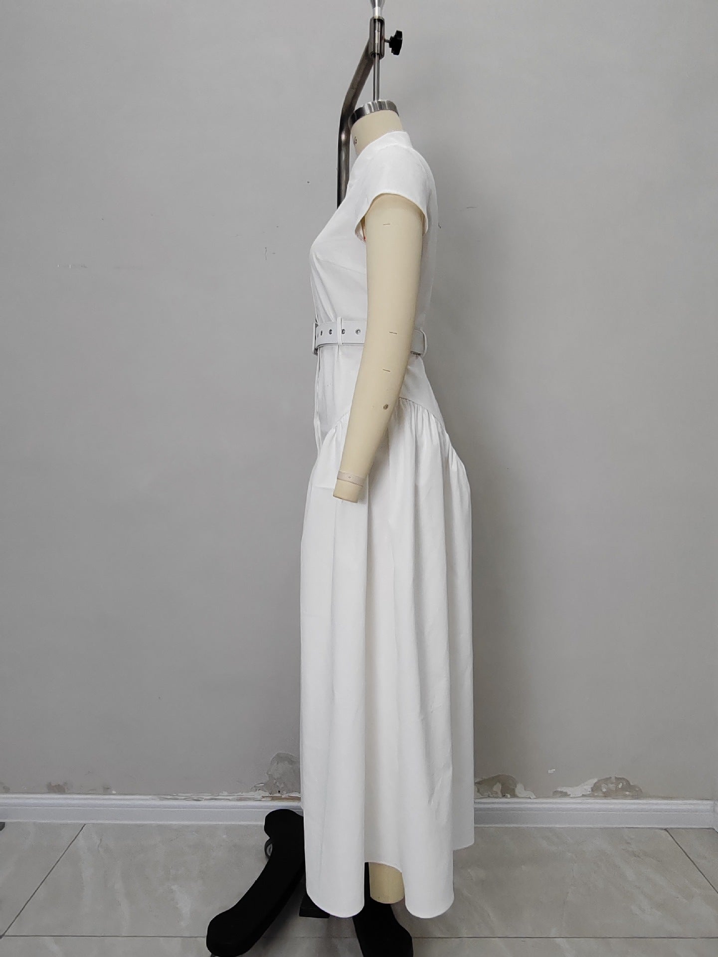 Flowering Girl Women Cap Sleeve Belted Shirt Maxi Dress