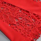 Flowering Girl Women lace-embellished trumpet sleeve jumpsuits in red