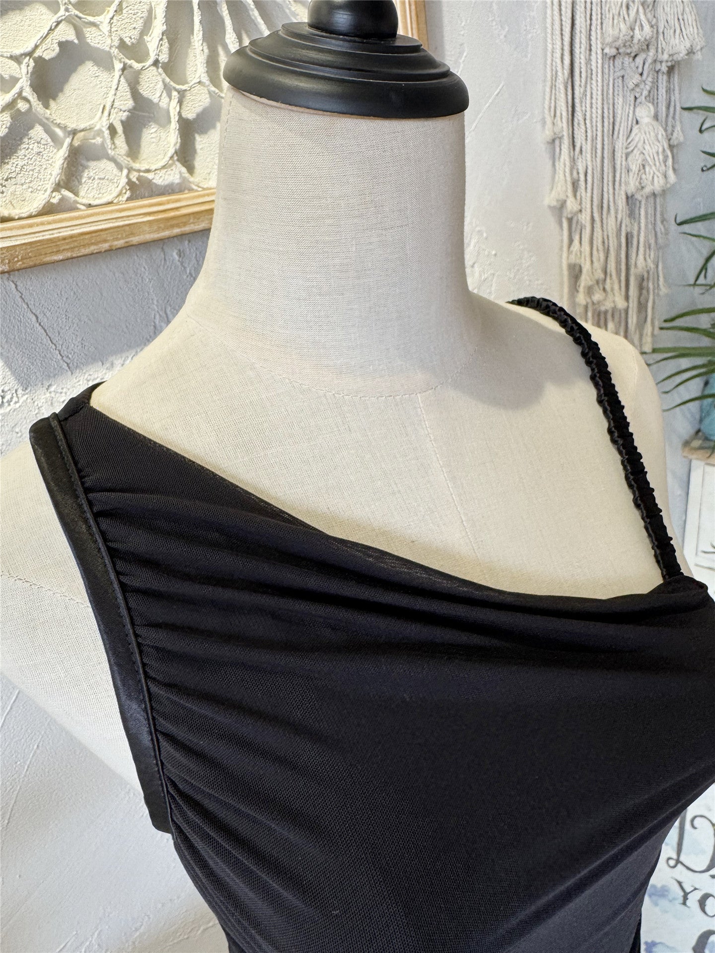 black mesh pleated short satin camisole top