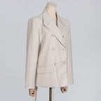 Flowering Girl Women Vienna Cutout Fringe Backless Blazer In Apricot