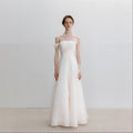 Lyuba White French Lightweight High-End Strapless Slim Fit Simple Maxi Dress