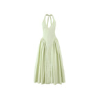 Flowering Girl Women Halter Deep V Flared Maxi Dress