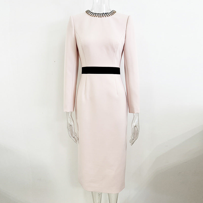 Flowering Girl Women diamond-embellished sheath maxi dress in pink