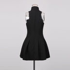 carol black halterneck dress in grain de poudre wool