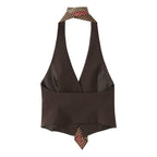 Flowering Girl Women Print Tie Halter Sleeveless Waistcoat Top
