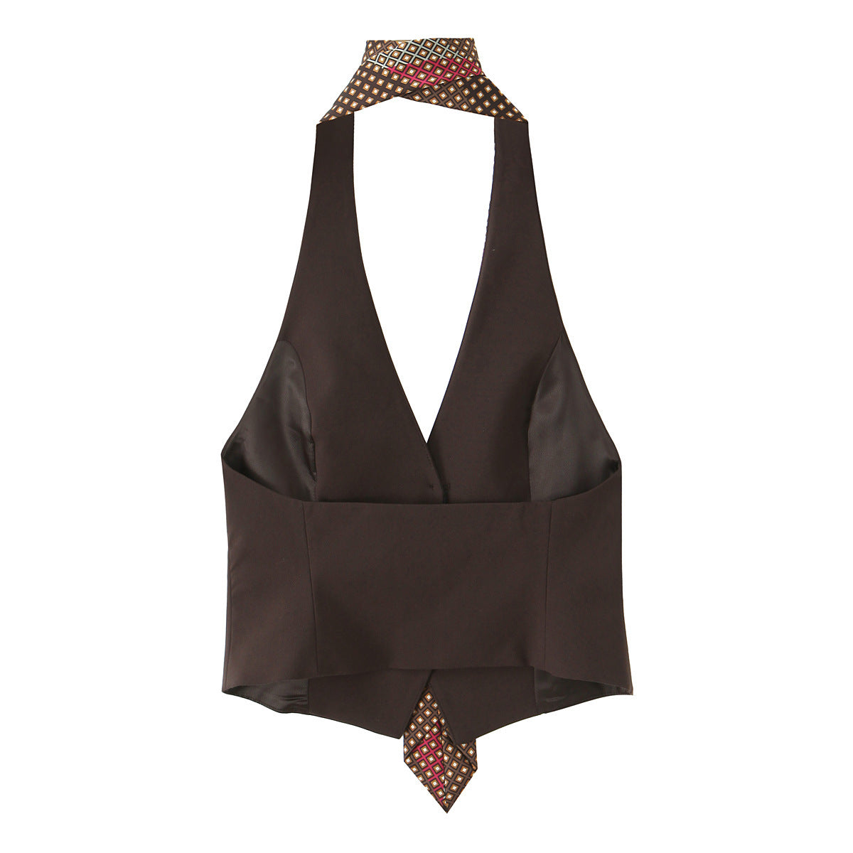 Flowering Girl Women Print Tie Halter Sleeveless Waistcoat Top