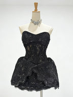 Lace Embroidered Bandeau Sleeveless Dress