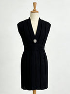 sabrina black v-neck mini Dress with shimmering sequins