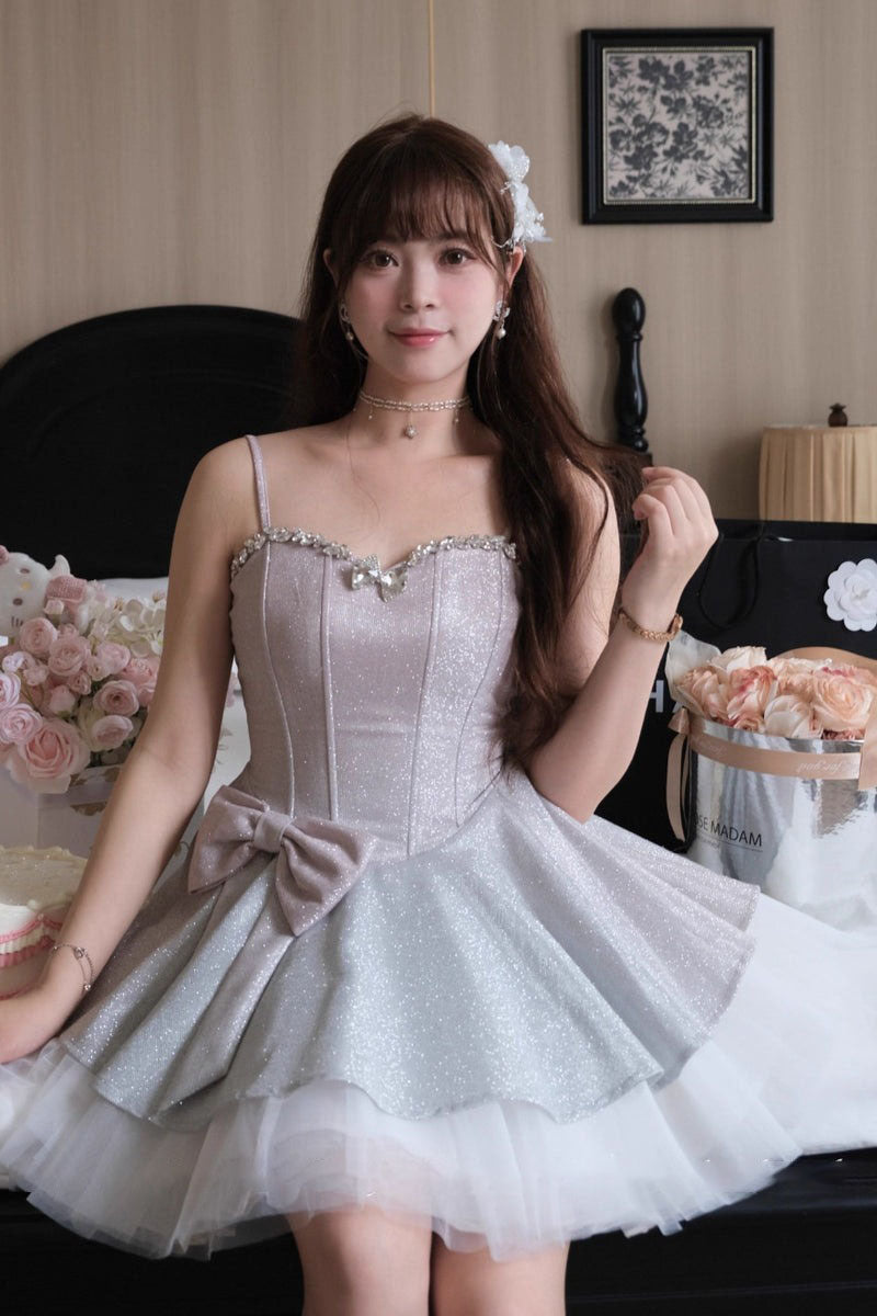 Sally French-Style Sequined Gradient Slip Mini Dress - Pink