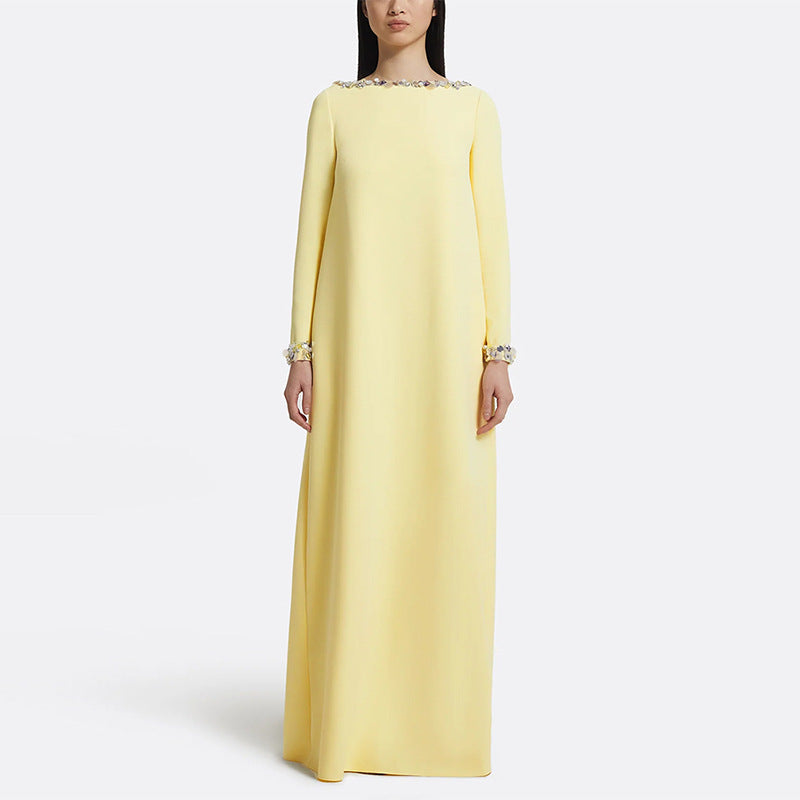 Flowering Girl Women blush pink long sleeve kaftan-style maxi dress