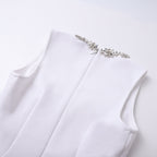 Flowering Girl Women anila square neck crystal embellished mini dress in white