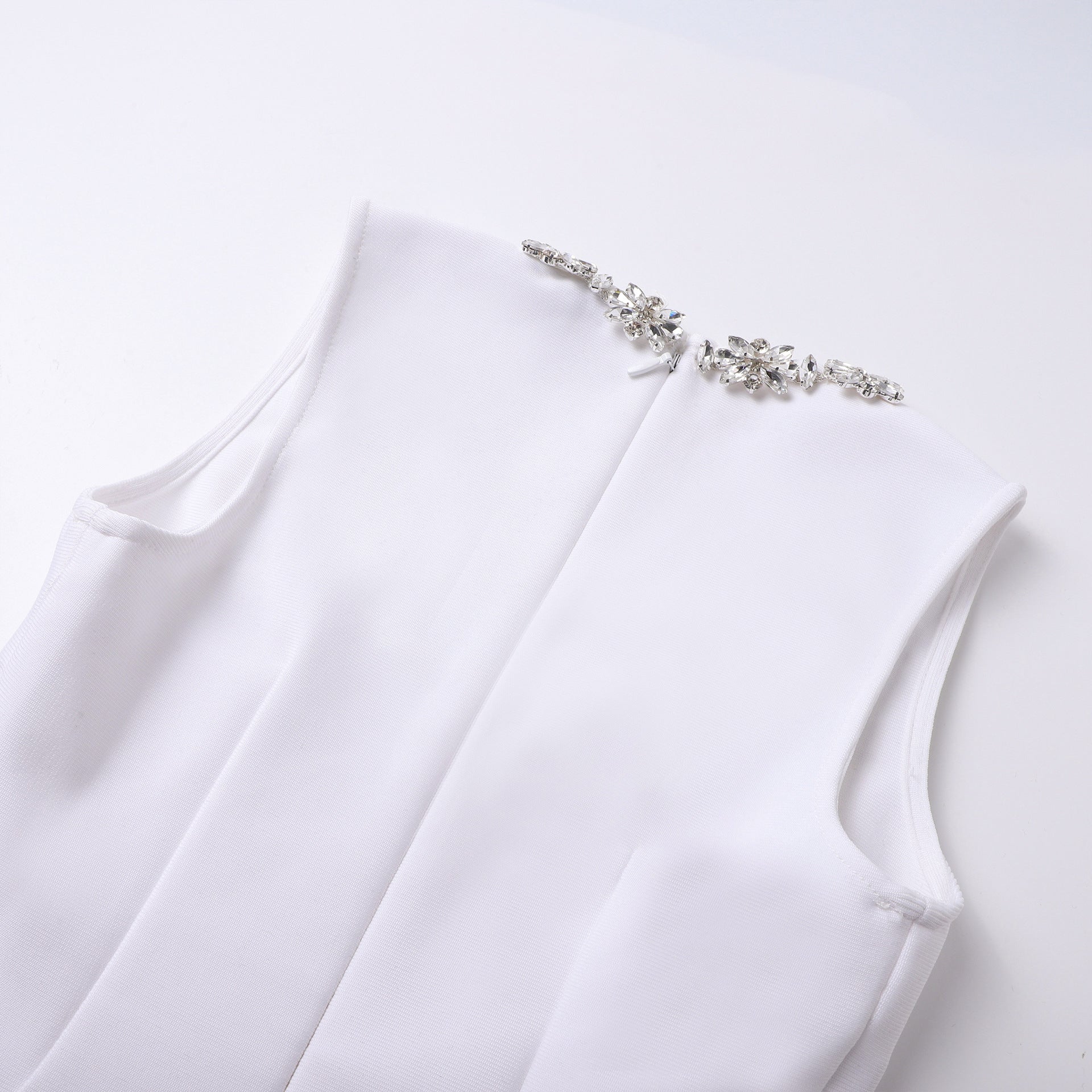Flowering Girl Women anila square neck crystal embellished mini dress in white