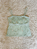 Floral Embroidery Lace Trim Mesh Cami Top