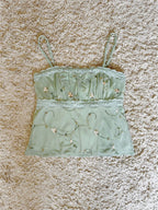 Floral Embroidery Lace Trim Mesh Cami Top