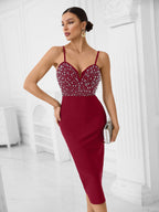 gustave Beaded bandage midi dress in wine