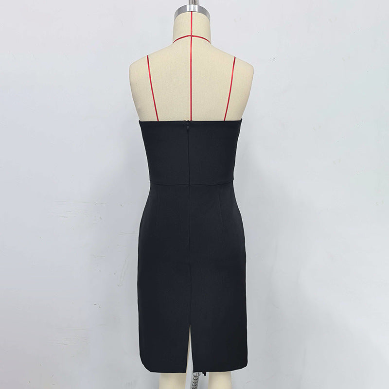 Yuri Skeleton Tassel Embellished Bustier Mini Dress In Black